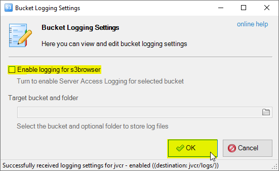 how to disable amazon s3 bucket logging