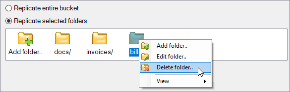Edit folders to replicate