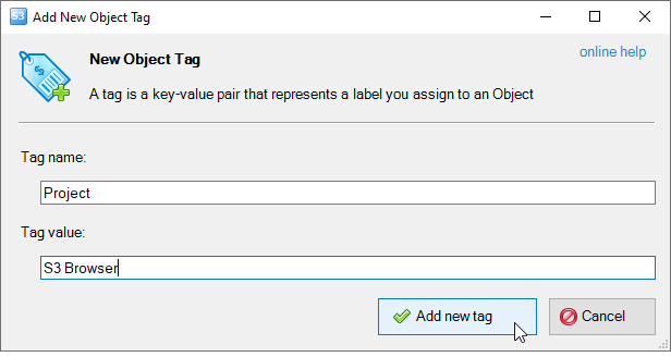 add new tag dialog