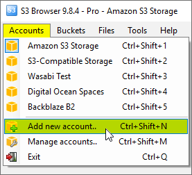 S3 Browser - How to work with multiple  S3 Accounts. How to