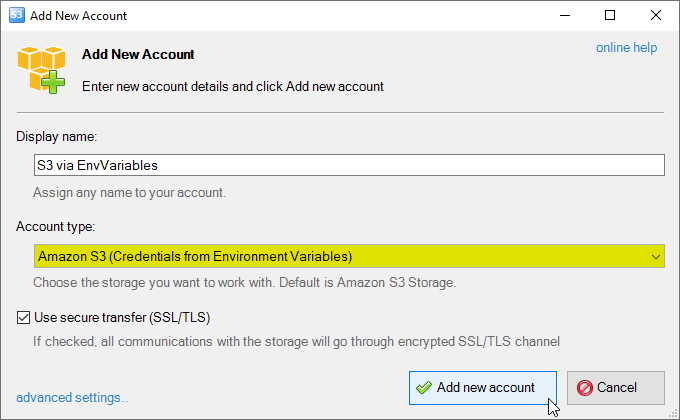 aws credentials from environment variables