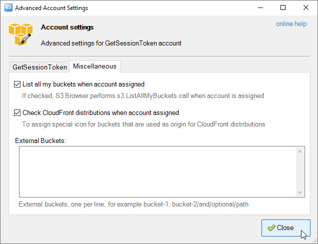 advanced get session token account settings