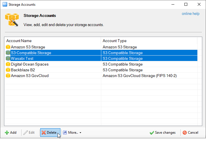 how to delete storage accounts