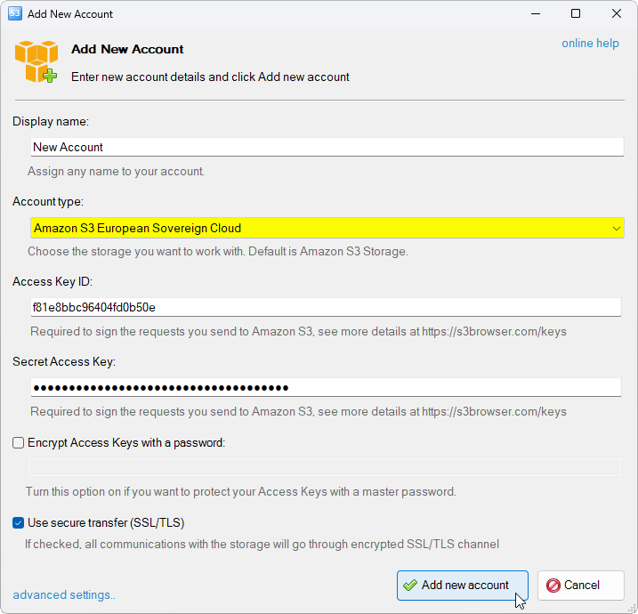 Add AWS European Sovereign Cloud account