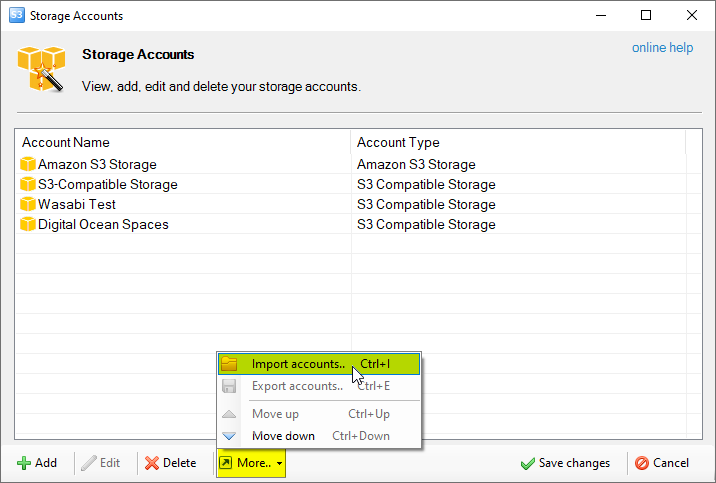 how to import storage accounts
