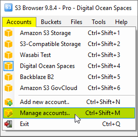 S3 Browser - How to work with multiple  S3 Accounts. How to