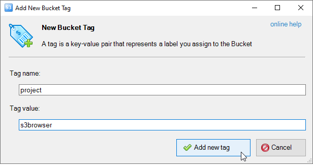 add new cost allocation tag dialog