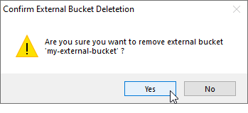 confirm external bucket deletion