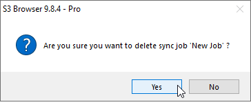 delete sync job confirmation dialog