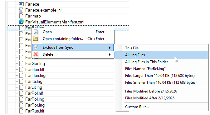 Exclude a sync result item from synchronization