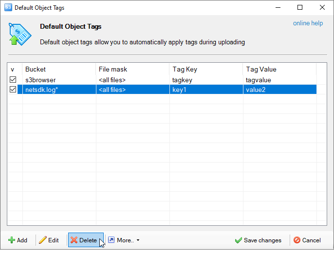 delete default object tags