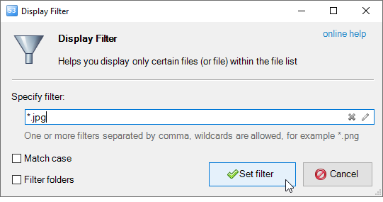 File Filter dialog