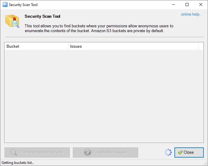 Amazon S3 Bucket security scan tool