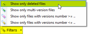 Filters, Show only deleted files