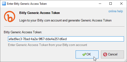 Bitly Configuration Dialog