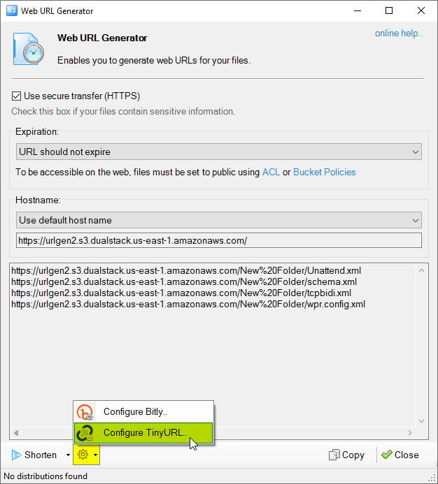 TinyURL Configure Link